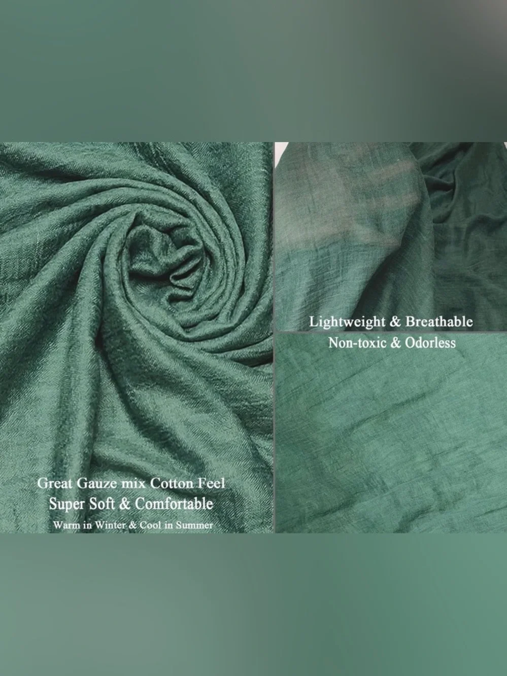 Gragengs Lightweight Large Green Long Gauze Shawl/Wrap - Picture 2 of 6